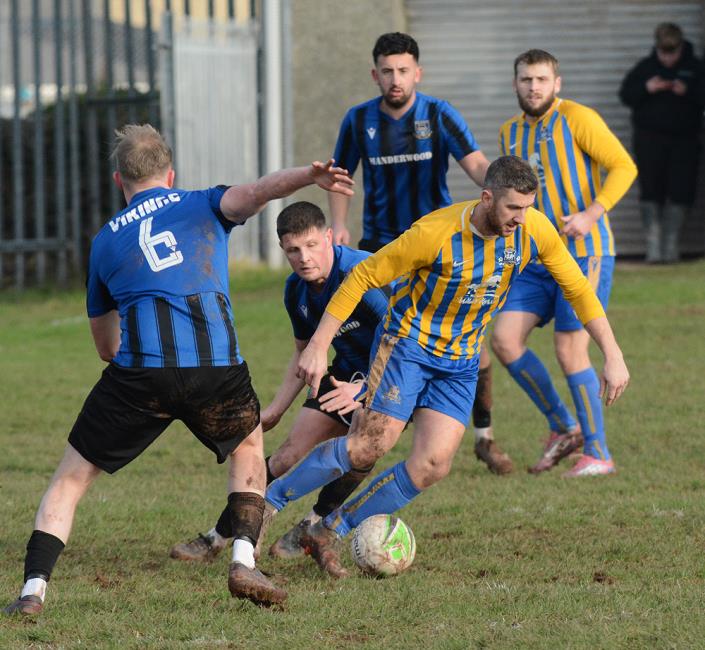 Kilgetty skipper Richard Cope turns quickly against Hakin United at the Obs